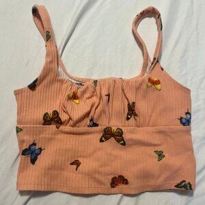 Orange butterfly top